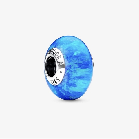PANDORA Opalescent Ocean Deep Blue Charm (Silver Sterling, Opal Lap-created) - Hạt trang trí vòng tay hình tròn, màu xanh dương đậm, bạc 925 - JEWELRY