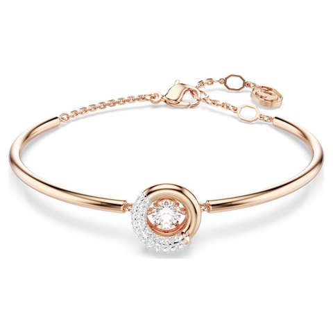 CHÍNH HÃNG - SWAROVSKI Dextera bangle (Round cut, White, Rose gold-tone plated) - Vòng, lắc tay, pha lê trắng - JEWELRY BRACELET