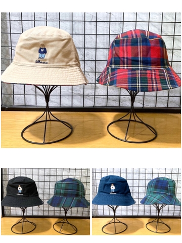 Mũ WHOAU Steve Reversible Bucket Hat Beige/Black/Navy - Mũ vành tròn be/đen/xanh đen, đội được 2 mặt