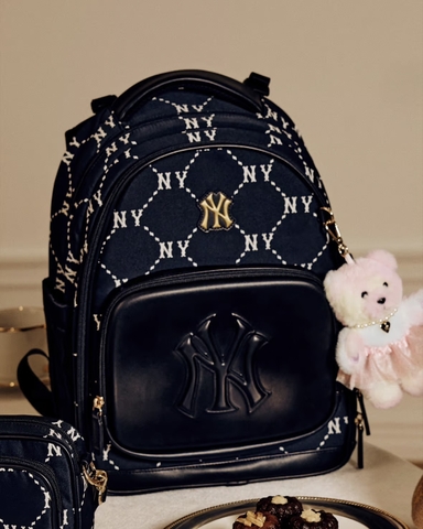 MLB Dia Monogram School Bag Set (backpack + tote cross bag) NY NEWYORK Black - Bộ gồm 2 món (Balo + Túi) màu đen