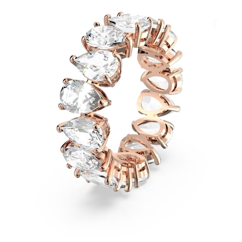 SWAROVSKI Vittore ring (Drop cut, White, Rose gold-tone plated) - RINGS - Nhẫn pha lê cắt giọt - SWAROVSKI JEWELRY