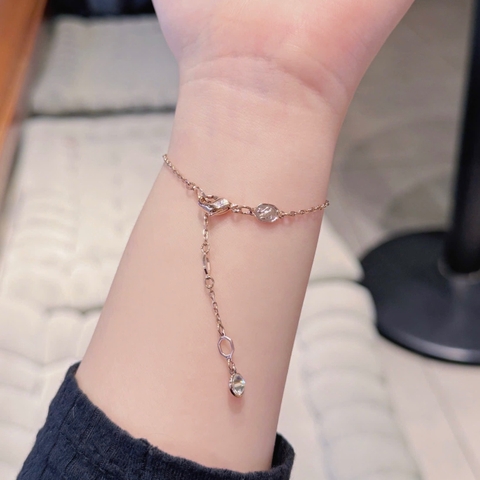 CHÍNH HÃNG - SWAROVSKI Connexus bracelet (Mixed cuts, Heart, Pink, Mixed metal finish) - Vòng, lắc tay, trái tim hồng nhẫn, mạ tone gold - JEWELRY BRACELET