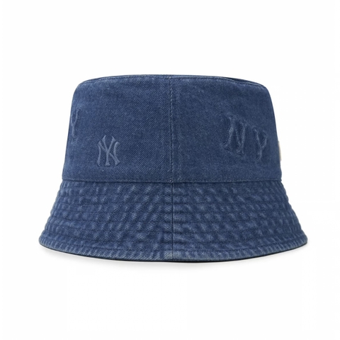 Mũ MLB Classic Monogram Random Tonal Tone Emboss Denim Bucket Hat Drop Fit New York Yankees Blue - Mũ vành tròn màu xanh