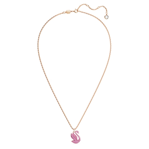 SWAROVSKI Swan pendant (Medium, Pink, Rose gold-tone plated) - Dây cổ, dây chuyền, hình thiên nga, pha lê hồng - JEWELRY NECKLACE