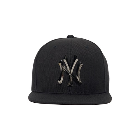 MŨ MLB LOGO NY SILVER BLACK SNAPBACK