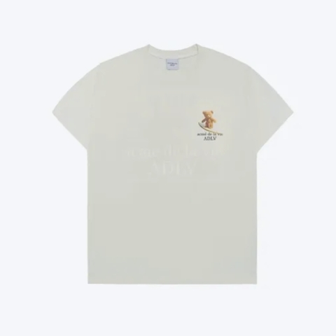 ÁO ADLV SURF BEAR SHORT SLEEVE T-SHIRT CREAM - Áo thun cổ tròn tay lỡ màu trắng kem
