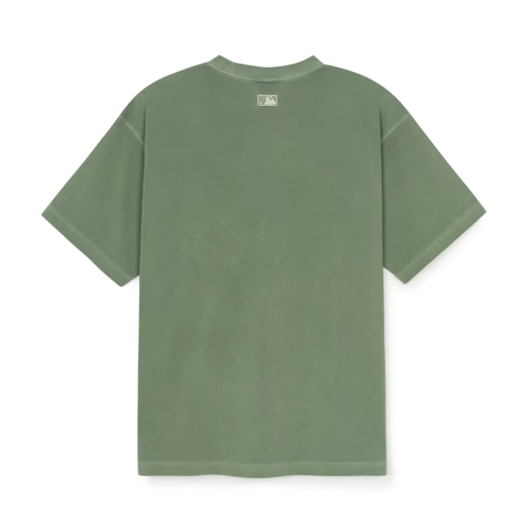 MLB Varsity Vintage Washed Graphic Mega Overfit Short Sleeve T-Shirt Boston Red Sox Khaki - Áo thun cổ tròn tay lỡ tone xanh lá