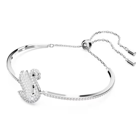 SWAROVSKI Swan bangle (Swan, White, Rhodium plated) - Vòng/lắc tay thiên nga pha lê trắng - JEWELRY
