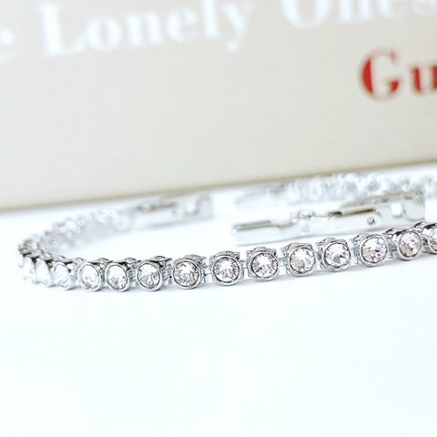 SWAROVSKI Emily bracelet (Round cut, White, Rhodium plated) - Vòng/lắc tay đá pha lê trắng - SWAROVSKI - JEWELRY