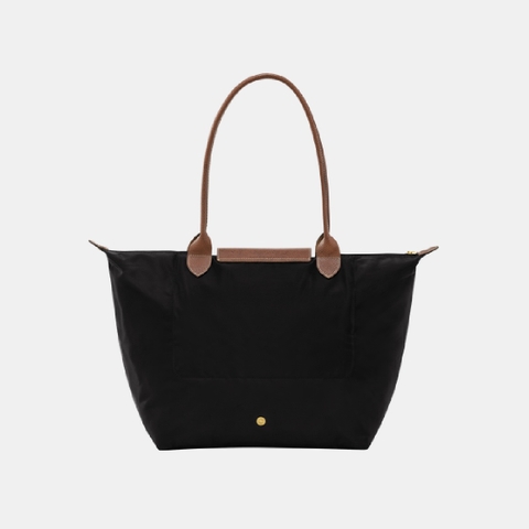 LAGRE SIZE - TÚI LONGCHAMP LE PLIAGE ORIGINAL TOTE BAG - BLACK - Túi xách màu đen, quai nắp nâu