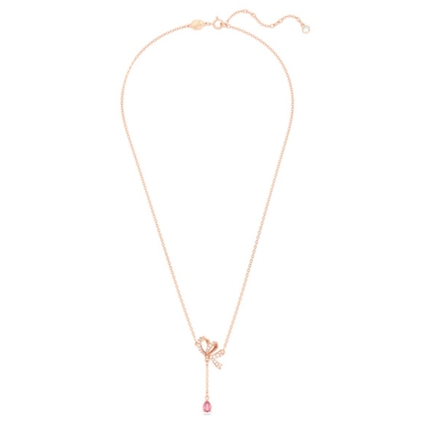 SWAROVSKI Volta Y pendant (Bow, Pink, Rose gold-tone plated) - Dây cổ, dây chuyền hoạ tiết nơ dài - JEWELRY NECKLACE