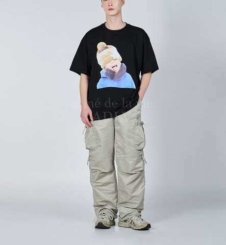 ÁO ADLV BABY FACE YELLOW BEANIE BOY SHORT SLEEVE T-SHIRT BLACK SS24