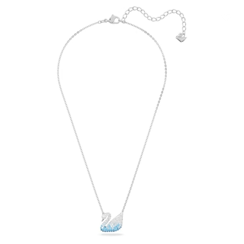 SWAROVSKI Iconic Swan pendant (Swan, Blue, Rhodium plated) - Dây cổ, dây chuyền thiên nga xanh chuyển màu ombre - SWAROVSKI - JEWELRY NECKLACE