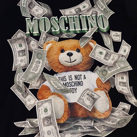 ÁO MOSCHINO DOLLAR TEDDY BEAR BLACK T-SHIRT