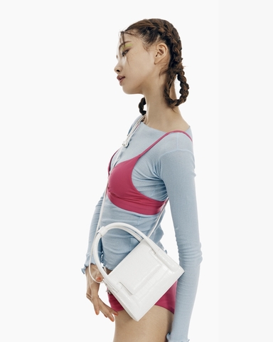 FIND KAPOOR MARTY BAG 18 (18x12x7cm) CROCO - BLACK - Túi đeo chéo, quai xách, màu trắng, da croc sần