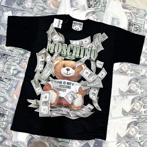 ÁO MOSCHINO DOLLAR TEDDY BEAR BLACK T-SHIRT