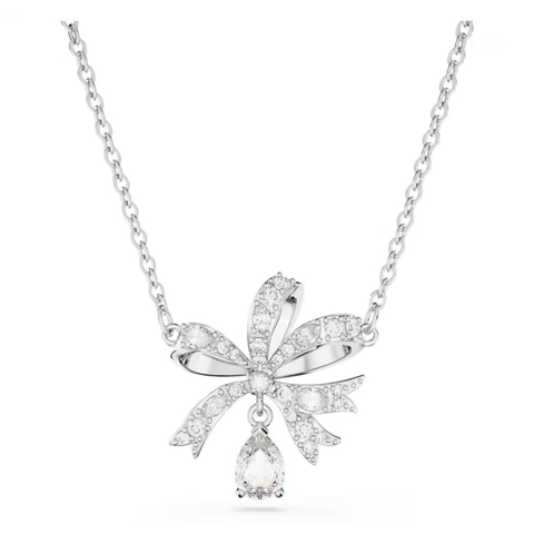 SWAROVSKI Hyperbola Volta necklace (Bow, Small, White, Rhodium plated) - Dây cổ, dây chuyền thiên hình nơ trắng - JEWELRY NECKLACE