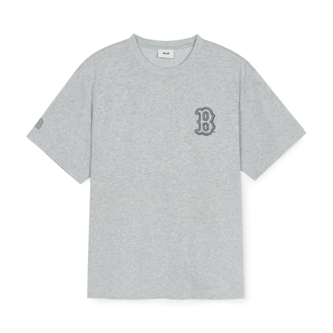 MLB Basic Street Logo Overfit Short Sleeve T-Shirt Boston Red Sox Grey - Áo thun cổ tròn tay lỡ màu xám