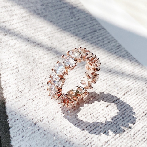 SWAROVSKI Vittore ring (Drop cut, White, Rose gold-tone plated) - RINGS - Nhẫn pha lê cắt giọt - SWAROVSKI JEWELRY