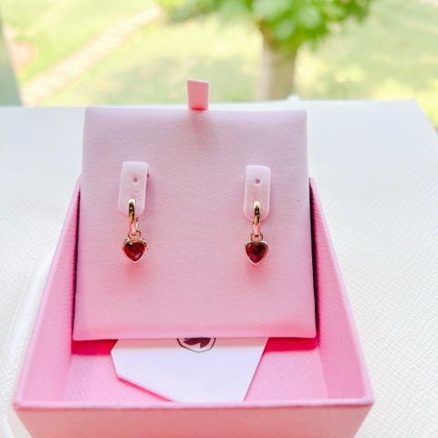 SWAROVSKI Chroma drop earrings (Heart, Red, Gold-tone plated) - Khuyên tai hình tim đỏ hồng - SWAROVSKI - JEWELRY