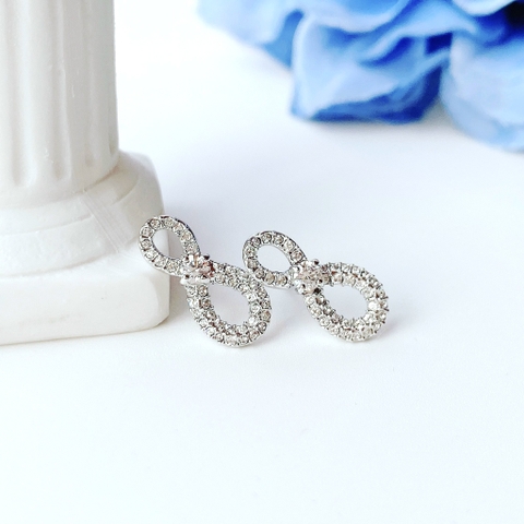 SWAROVSKI Hyperbola earrings (Infinity, White, Rhodium plated) - Khuyên tai, hình vô cực vĩnh cửu, màu trắng- JEWERY