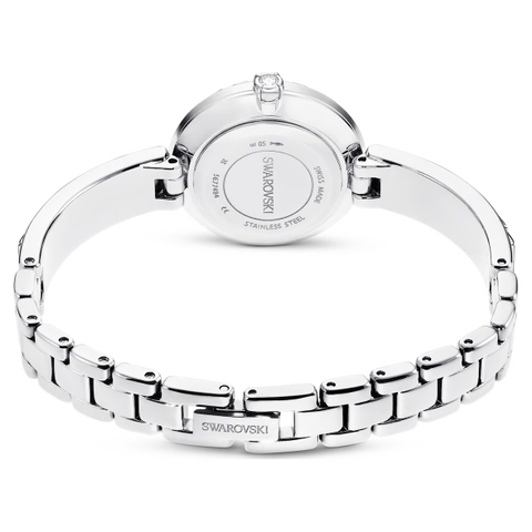 SWAROVSKI Matrix Bangle watch (Swiss Made, Crystal bracelet, White silver) - Đồng hồ, mặt tròn, dây kim loại, đính đá pha lê màu trắng - JEWELRY