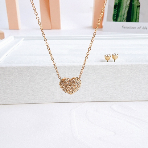 SWAROVSKI Heart set (Heart, Gold tone, Gold-tone plated) - EARRINGS & NECKLACE - Khuyên tai + dây cổ hình tim - SWAROVSKI - JEWELRY