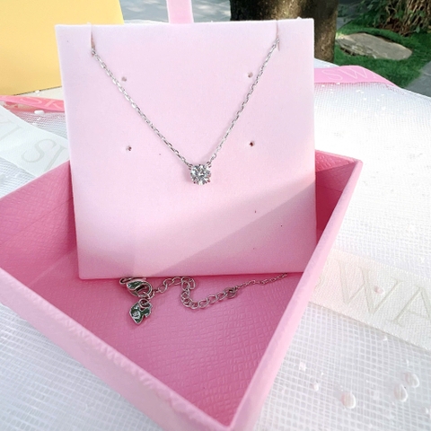 SWAROVSKI Stilla Attract (Round cut, White, Rhodium plated) - SET - EARRINGS - NECKLACE - Khuyên tai + dây cổ, pha lê trắng - JEWELRY