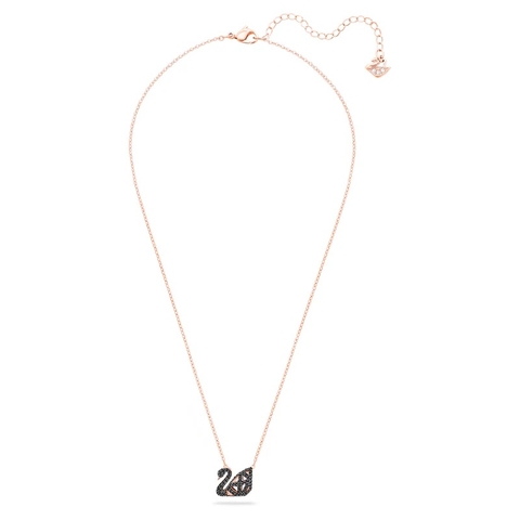 SWAROVSKI Facet Swan Pierced necklace (White&Black, Rose-gold tone plated) - Dây cổ, dây chuyền thiên nga đeo 2 mặt trắng và đen - JEWELRY NECKLACE