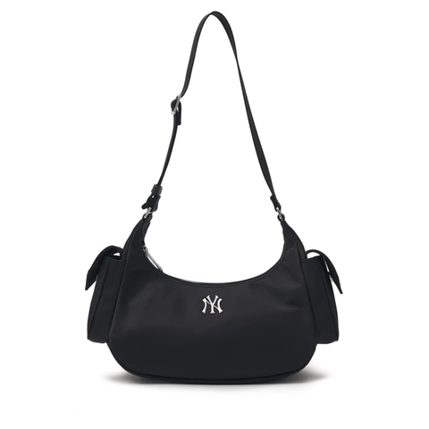 Túi MLB Nylon Cargo crossbody / shoulder Bag New York Yankees - Túi xách, đeo chéo màu đen trơn, logo ny
