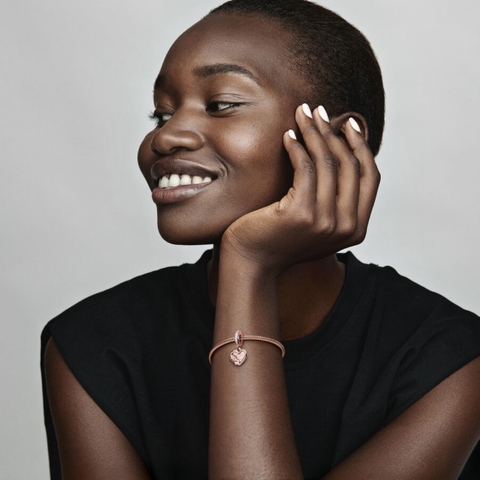 PANDORA Charm Moments LOVE YOU INFINITY HEART dangle (Silver Sterling, Rose-gold 14k plated, Zircona) - Hạt trang trí treo vòng tay hình trái tim vô cực, bạc 925, mạ vàng hồng 14k, đá CZ