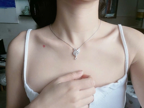 SWAROVSKI Swan pendant (Swan, White, Rhodium plated) - Dây cổ, chuyền thiên nga, pha lê trắng - JEWELRY NECKLACE
