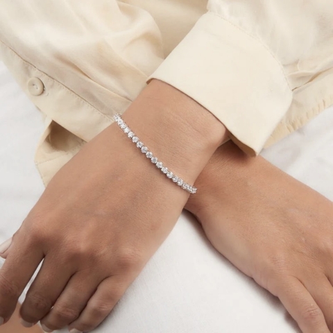 PANDORA Sparkling Slider Tennis Bracelet (Silver Sterling, White Zirconia) - Vòng/lắc tay bạc 925, đá CZ trắng - JEWELRY BRACELETS
