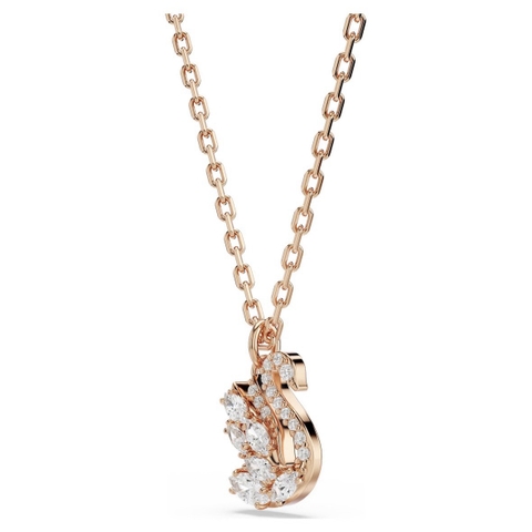 SWAROVSKI Swan pendant (Mixed cuts, White, 18K rose gold finish) - Dây cổ/chuyền, pha lê trắng, thiên nga - JEWELRY NECKLACE