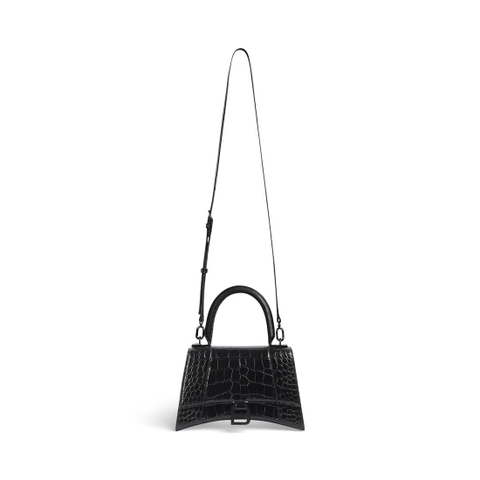 TÚI BALENCIAGA HOURGLASS SMALL CROCODILE IN BLACK (da CROC)