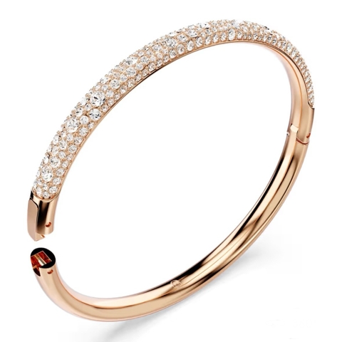 SWAROVSKI Sublima bangle (Snow pavé, White, Rose gold-tone plated) - Vòng, lắc tay màu vàng hồng, pha lê trắng - JEWELRY