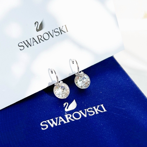SWAROVSKI Bella V drop earrings (Round cut, White, Rhodium plated) - Khuyên tai tròn, pha lê trắng - JEWERY