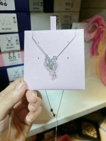 SWAROVSKI Swan pendant (Swan, White, Rhodium plated) - Dây cổ, chuyền thiên nga, pha lê trắng - JEWELRY NECKLACE