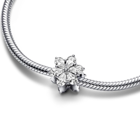 PANDORA Sparkling Herbarium Cluster Charm (Silver Sterling, Zirconia) - Hạt trang trí vòng tay, hình hoa cỏ, đính đá CZ lấp lánh, bạc 925 - JEWELRY