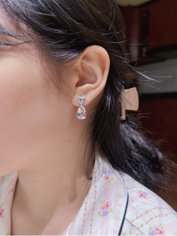 SWAROVSKI Mesmera drop earrings (White, Rhodium plated) - Khuyên tai, đính pha lê trắng - JEWERY