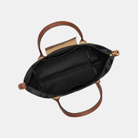 LAGRE SIZE - TÚI LONGCHAMP LE PLIAGE ORIGINAL TOTE BAG - BLACK - Túi xách màu đen, quai nắp nâu