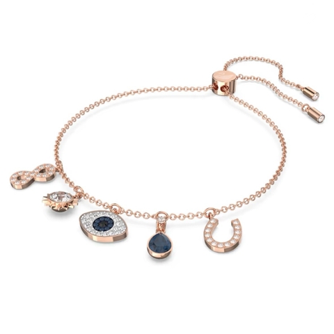 SWAROVSKI Symbolica bracelet (Infinity, evil eye & horseshoe, Blue, Rose gold-tone plated) - Vòng/lắc tay hình các biểu tượng - JEWELRY