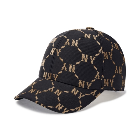 Mũ MLB Diamond Monogram Jacquard Structure Ball Cap New York Yankees Black - Mũ lưỡi trai, nón kết màu đen