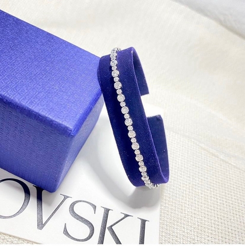 SWAROVSKI Subtle bracelet (Round cut, WHITE, Rhodium plated) - Vòng/lắc tay pha lê trắng - JEWELRY