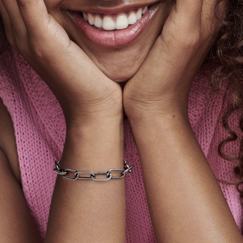 Pandora ME Medium-Link Chain Bracelet (Ruthenium plated) - Vòng/lắc tay hỗn hợp kim loại mạ Ruthenium, dáng mắc xích, có thể đeo thêm charm, màu bạc xám tối