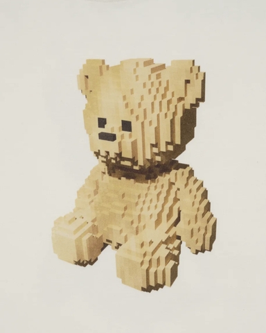 ÁO ADLV BLOCK BEAR CREAM T-SHIRT - Áo thun cổ tròn tay lỡ, hình gấu, màu kem