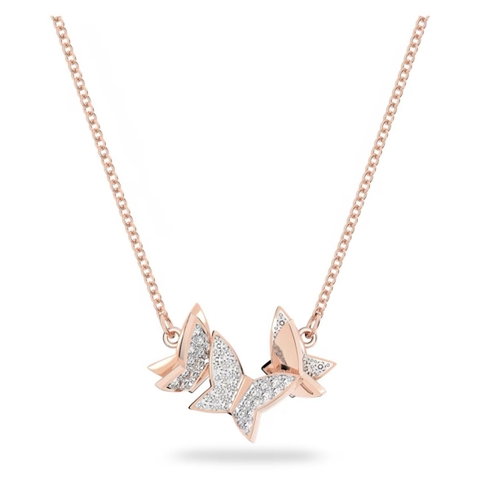 SWAROVSKI Lilia necklace (Butterfly, White, Rose gold-tone plated) - Dây cổ, dây chuyền hoạ tiết bướm - JEWELRY NECKLACE