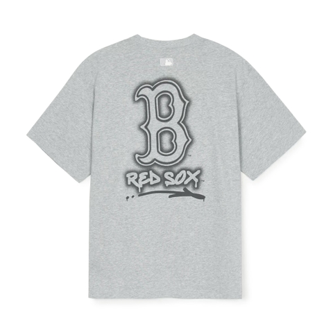 MLB Basic Street Logo Overfit Short Sleeve T-Shirt Boston Red Sox Grey - Áo thun cổ tròn tay lỡ màu xám