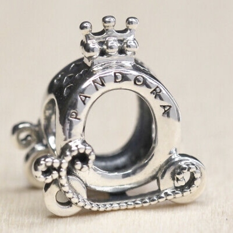 PANDORA Charm Polished Crown O Carriage (Silver Sterling) - Hạt trang trí vòng tay hình cổ xe bí vương miệng, bạc 925