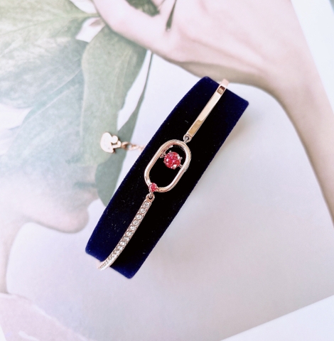 SWAROVSKI Sparkling Dance bracelet (Round cut, Oval shape, Red, Rose gold-tone plated) - Vòng/lắc tay pha lê đỏ chuyển động - JEWELRY